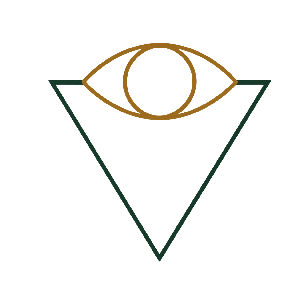 Astromirr logo: a gold eye above a downward forest green triangle